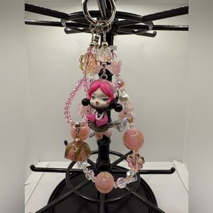Pink and Black SkullPanda Bag Charm/Phone Charm